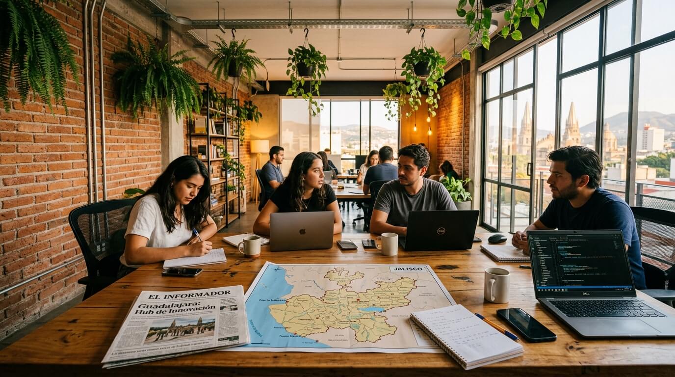 Equipo de periodismo trabajando